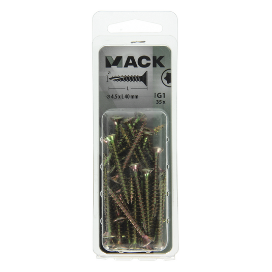 Mack 1018016 - spaanplschr.vzkop-zelfb. geelverz. 35 st 4,5 x 40 mm | 5 stuks
