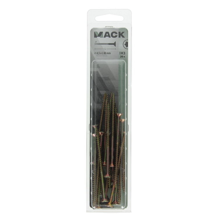 Afbeelding laden in galerijviewer, Mack 1018020 - spaanplschr.vzkop-zelfb. geelverz. 20 st 4,5 x 80 mm | 5 stuks
