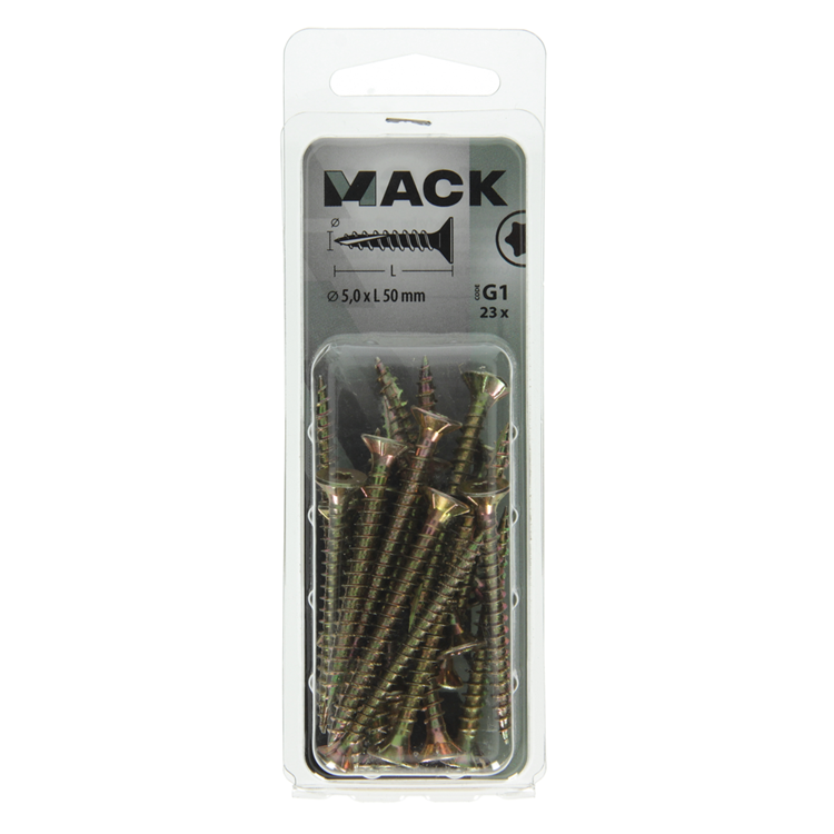 Afbeelding laden in galerijviewer, Mack 1018022 - spaanplschr.vzkop-zelfb. geelverz. 23 st 5,0 x 50 mm | 5 stuks
