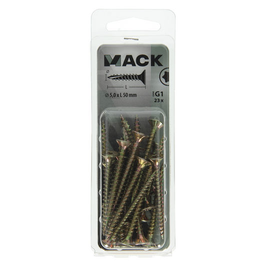 Mack 1018022 - spaanplschr.vzkop-zelfb. geelverz. 23 st 5,0 x 50 mm | 5 stuks