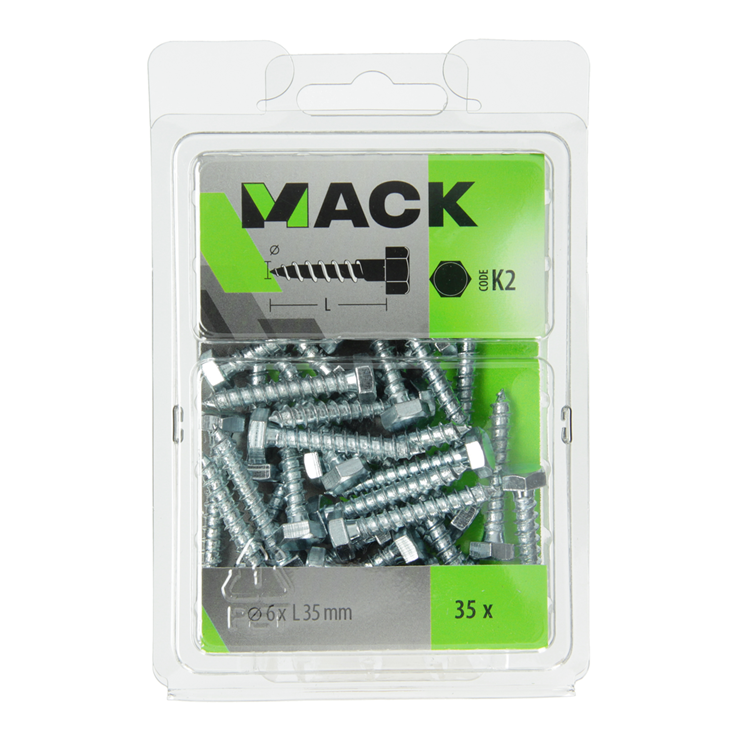 Afbeelding laden in galerijviewer, Mack 1018038 - houtdraadbout staal verzinkt 35 st 6 x 35 mm | 5 stuks
