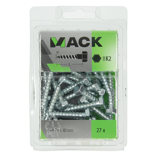 Mack 1018043 - houtdraadbout staal verzinkt 27 st 7 x 40 mm | 5 stuks