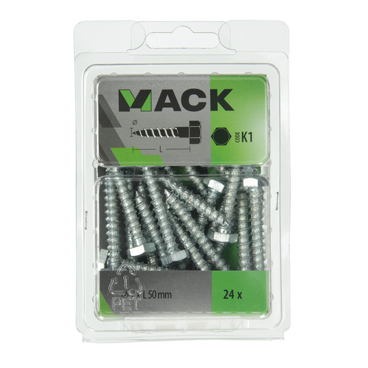 Mack 1018044 - houtdraadbout staal verzinkt 24 st 7 x 50 mm | 5 stuks