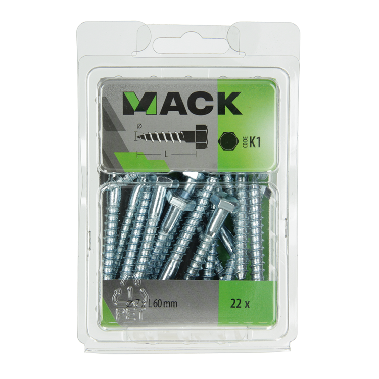 Afbeelding laden in galerijviewer, Mack 1018045 - houtdraadbout staal verzinkt 22 st 7 x 60 mm | 5 stuks

