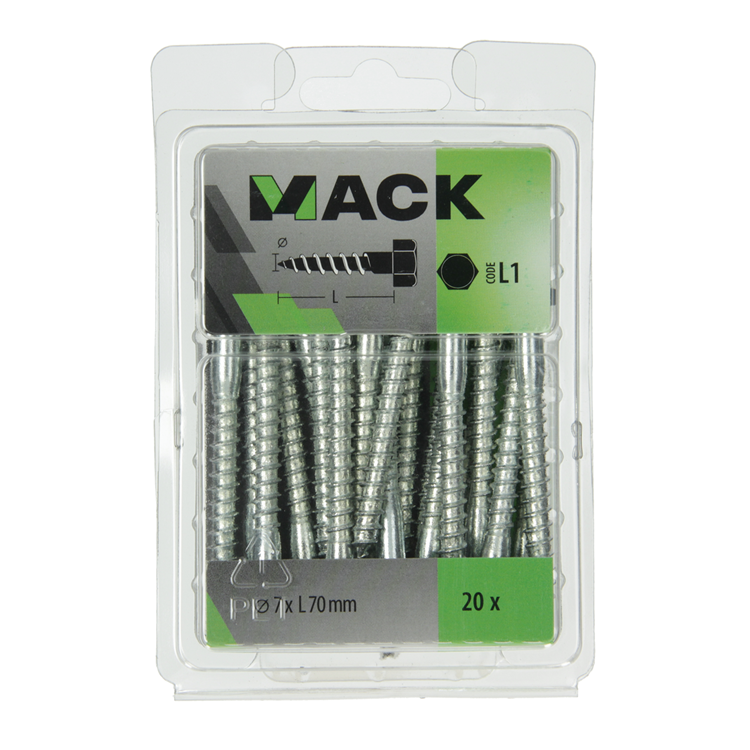 Afbeelding laden in galerijviewer, Mack 1018046 - houtdraadbout staal verzinkt 20 st 7 x 70 mm | 5 stuks
