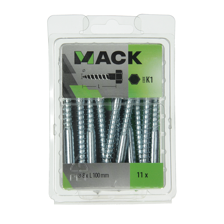 Afbeelding laden in galerijviewer, Mack 1018053 - houtdraadbout staal verzinkt 11 st 8 x 100 mm | 5 stuks

