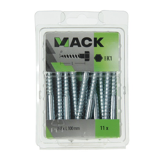 Mack 1018053 - houtdraadbout staal verzinkt 11 st 8 x 100 mm | 5 stuks