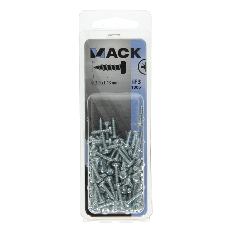 Afbeelding laden in galerijviewer, Mack 1018055 - zelftappende schroef cylkop verz.100 st 2,9 x 13 mm | 10 stuks
