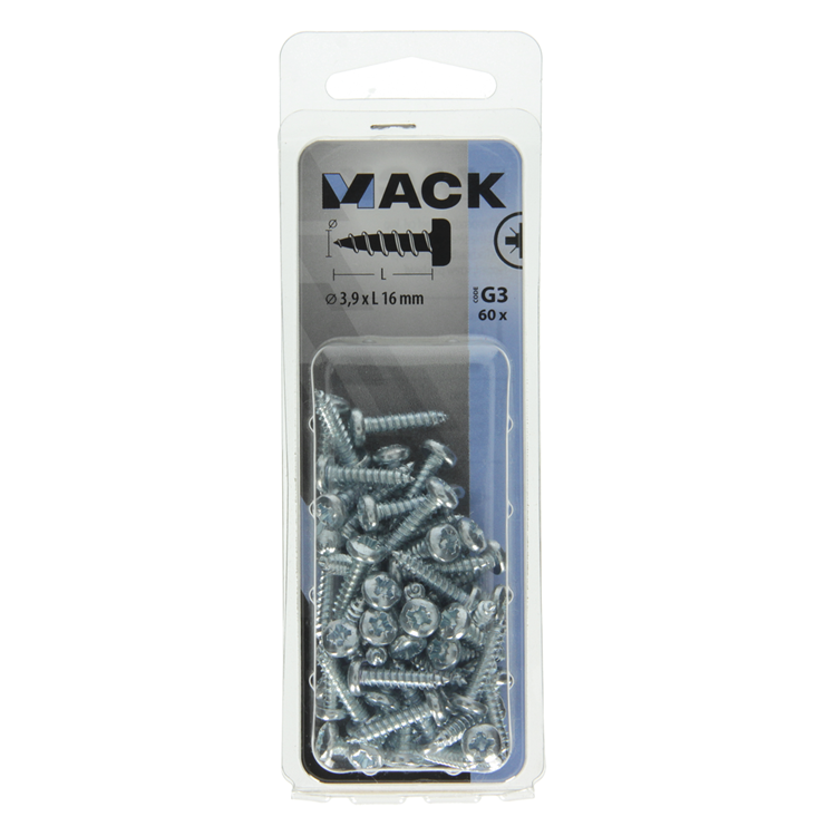 Afbeelding laden in galerijviewer, Mack 1018063 - zelftappende schroef cylkop verz. 60 st 3,9 x 16 mm | 5 stuks
