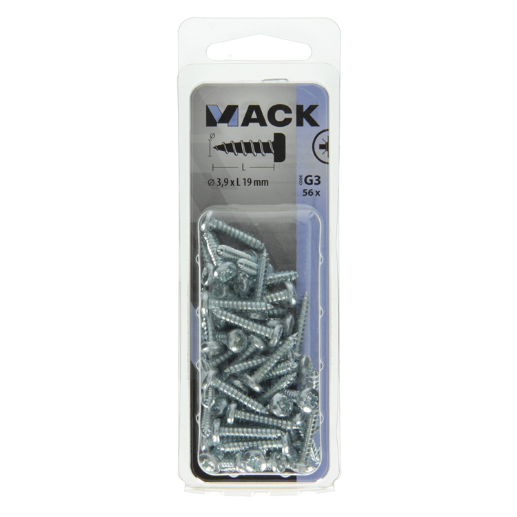 Afbeelding laden in galerijviewer, Mack 1018064 - zelftappende schroef cylkop verz. 56 st 3,9 x 19 mm | 5 stuks
