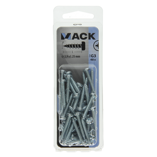 Mack 1018065 - zelftappende schroef cylkop verz. 48 st 3,9 x 25 mm | 5 stuks