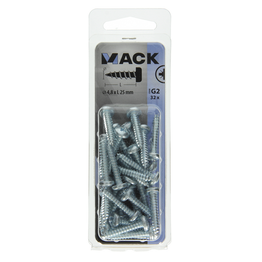 Mack 1018072 - zelftappende schroef cylkop verz. 32 st 4,8 x 25 mm | 5 stuks
