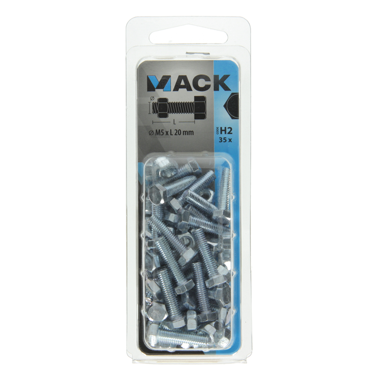 Afbeelding laden in galerijviewer, Mack 1018107 - tapbout + moer staal verzinkt 35 st m5 x 20 mm | 5 stuks
