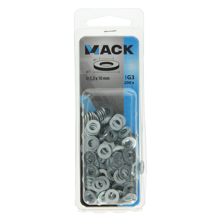 Afbeelding laden in galerijviewer, Mack 1018115 - sluitring staal verzinkt 200 st 5,3 x 10 mm | 10 stuks
