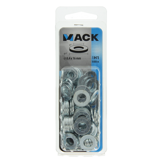Mack 1018118 - sluitring staal verzinkt 100 st 8,4 x 16 mm | 5 stuks