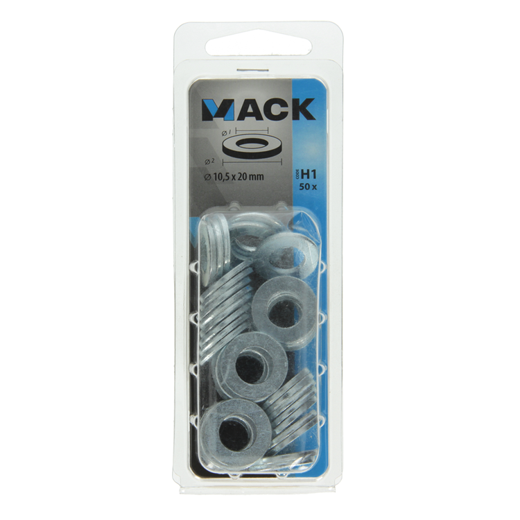 Afbeelding laden in galerijviewer, Mack 1018119 - sluitring staal verzinkt 50 st 10,5 x 20 mm | 5 stuks
