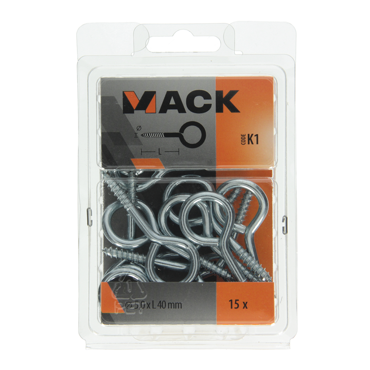 Afbeelding laden in galerijviewer, Mack 1018138 - schroefoog staal verzinkt 15st 5,0 x 40 mm | 5 stuks
