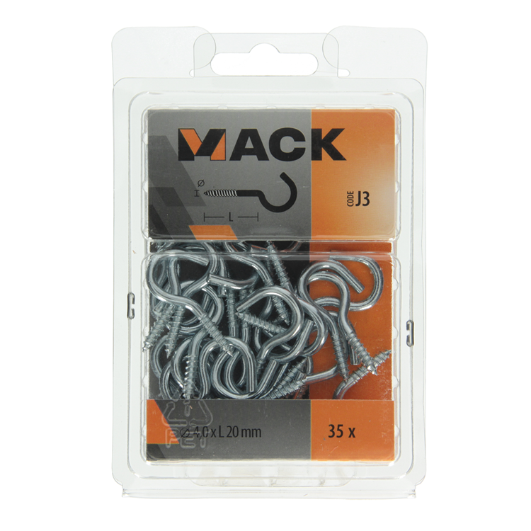 Afbeelding laden in galerijviewer, Mack 1018140 - schroefhaak staal verzinkt 35 st 4,0 x 20 mm | 5 stuks
