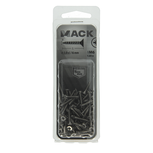Mack 1019980 - spaanplaatschroef vz kop rvs 120 st 3,0 x 16 mm | 5 stuks