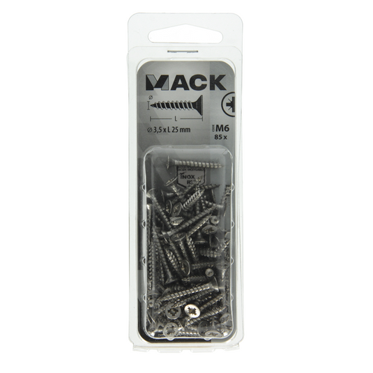 Mack 1019983 - spaanplaatschroef vz kop rvs 85 st 3,5 x 25 mm | 5 stuks