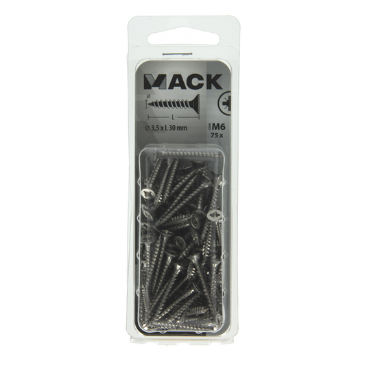 Mack 1019984 - spaanplaatschroef vz kop rvs 75 st 3,5 x 30 mm | 5 stuks