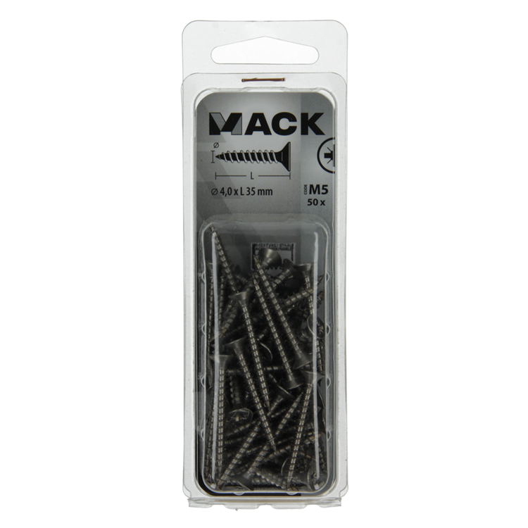 Afbeelding laden in galerijviewer, Mack 1019989 - spaanplaatschroef vz kop rvs 50 st 4,0 x 35 mm | 5 stuks
