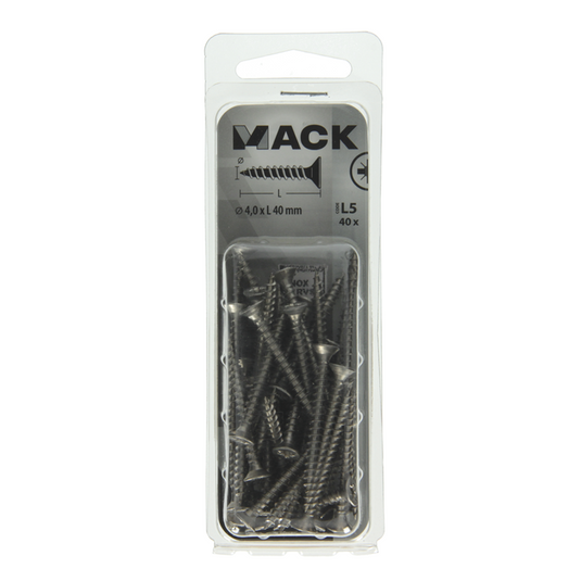Mack 1019990 - spaanplaatschroef vz kop rvs 40 st 4,0 x 40 mm | 5 stuks