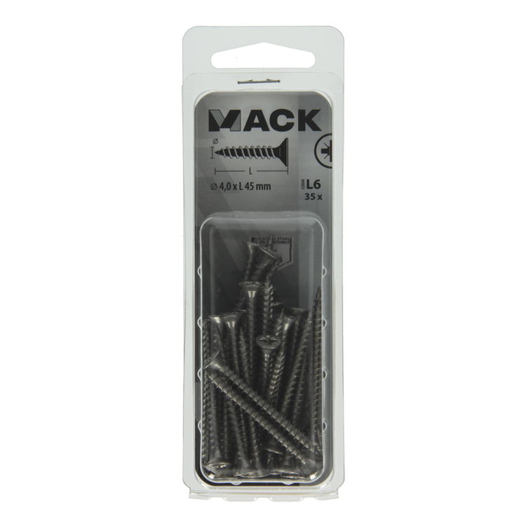 Afbeelding laden in galerijviewer, Mack 1019991 - spaanplaatschroef vz kop rvs 35 st 4,0 x 45 mm | 5 stuks
