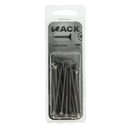 Mack 1019997 - spaanplaatschroef vz kop rvs 27 st 4,5 x 60 mm | 5 stuks