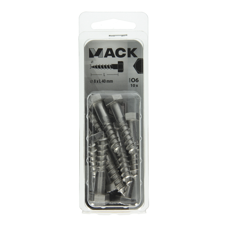 Afbeelding laden in galerijviewer, Mack 1020011 - houtdraadbout roestvrijstaal 10 st 8 x 40 mm | 5 stuks
