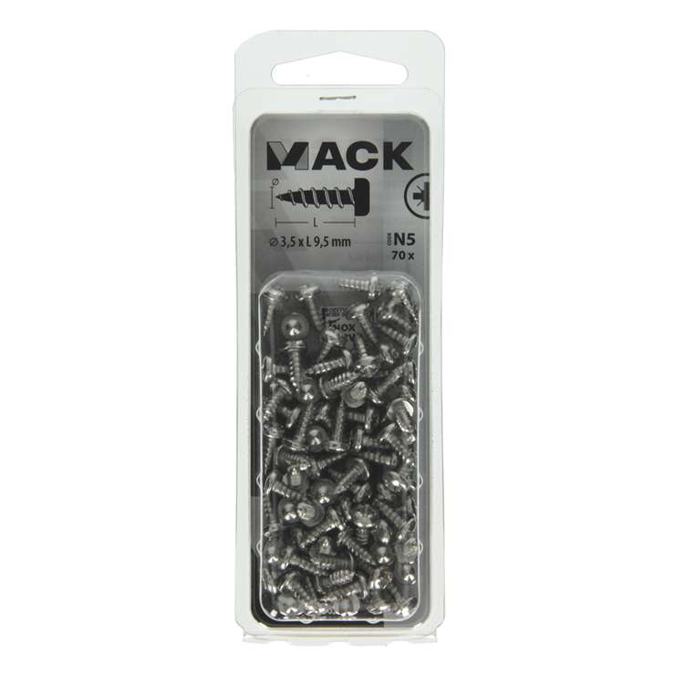 Afbeelding laden in galerijviewer, Mack 1020015 - zelftappende schroef cyl.kop a2 70 st 3,5 x 9,5 mm | 5 stuks

