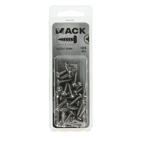 Mack 1020018 - zelftappende schroef cyl.kop a2 40 st 4,2 x 16 mm | 5 stuks