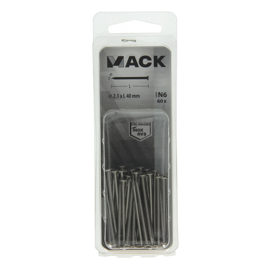 Mack 1020023 - nagel platte kop inox a2 60 st 2,1 x 40 mm | 5 stuks