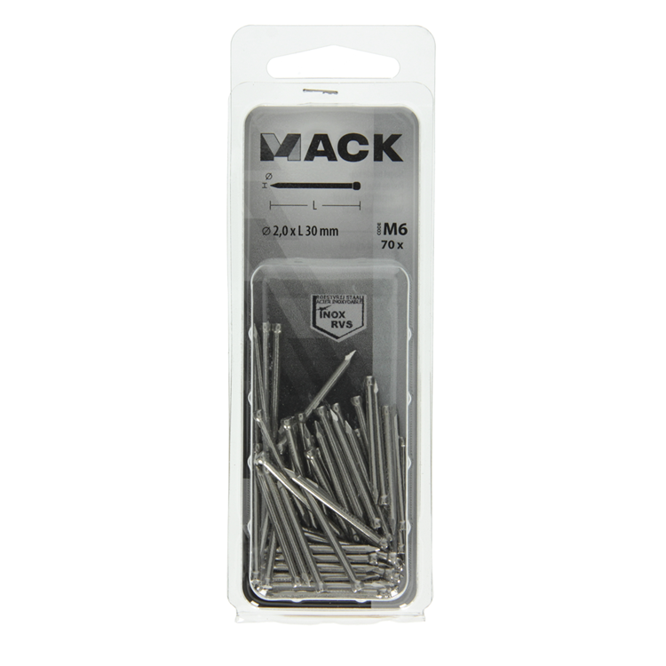 Afbeelding laden in galerijviewer, Mack 1020026 - nagel ronde kop inox a2 70 st 2,0 x 30 mm | 5 stuks
