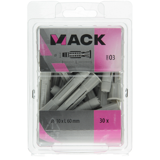 Mack 1018160 - universeelplug + kraag polyethyl30 st 10 x 60 mm | 5 stuks