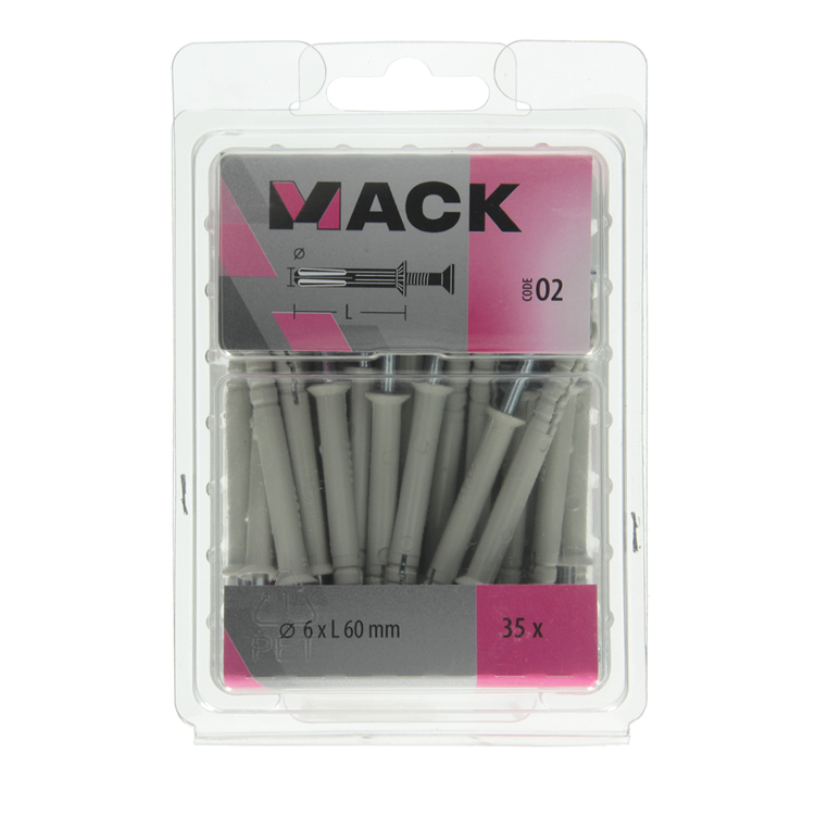 Afbeelding laden in galerijviewer, Mack 1018165 - nylon nagelplug polyamide 35 st 6 x 60 mm | 3 stuks
