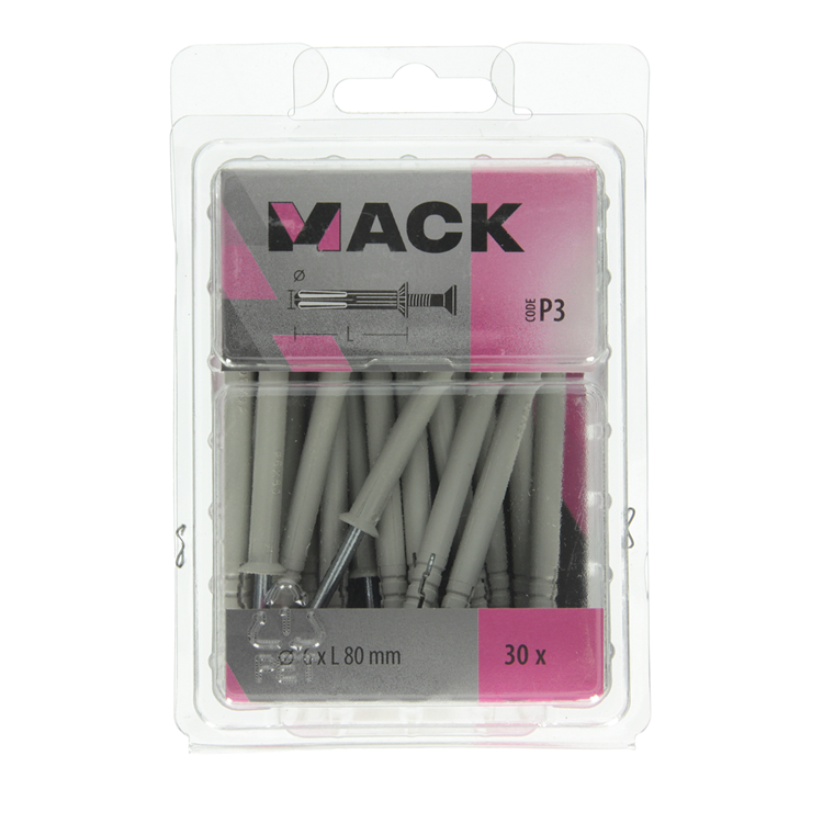 Afbeelding laden in galerijviewer, Mack 1018166 - nylon nagelplug polyamide 30 st 6 x 80 mm | 3 stuks
