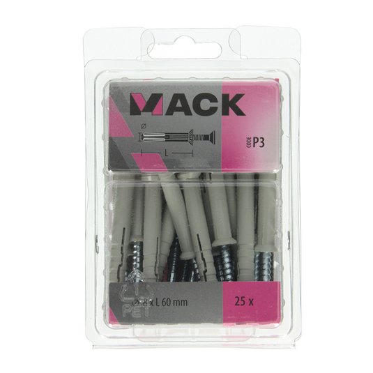 Mack 1018167 - nylon nagelplug polyamide 25 st 8 x 60 mm | 3 stuks