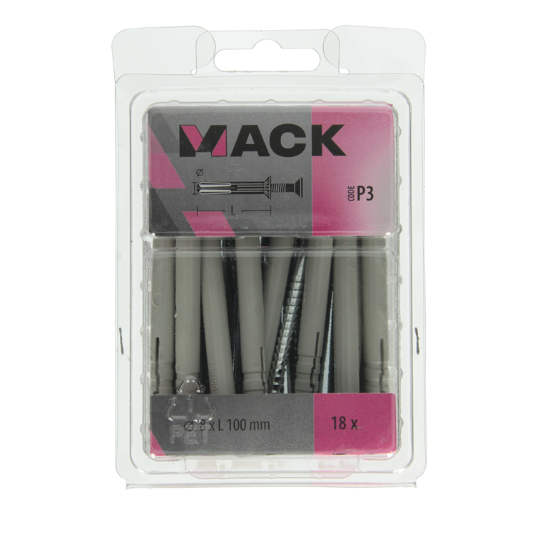 Afbeelding laden in galerijviewer, Mack 1018169 - nylon nagelplug polyamide 18 st 8 x 100 mm | 3 stuks
