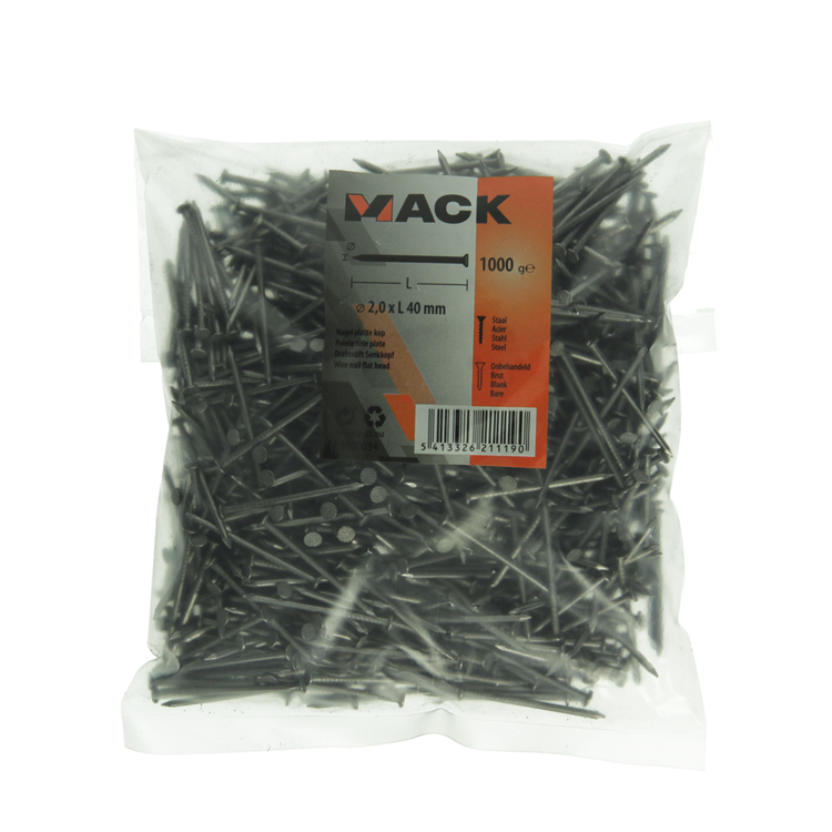 Afbeelding laden in galerijviewer, Mack 1020034 - nagel platte kop 1000 gr 2,0 x 40 mm | 10 stuks
