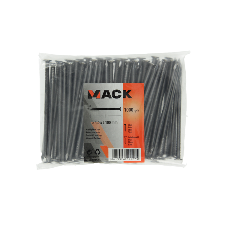 Afbeelding laden in galerijviewer, Mack 1020042 - nagel platte kop 1000 gr 4,0 x 100 mm | 10 stuks
