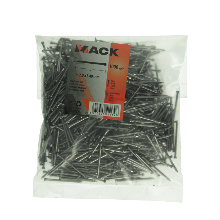 Afbeelding laden in galerijviewer, Mack 1020052 - nagel ronde kop 1000 gr 2,0 x 40 mm | 10 stuks
