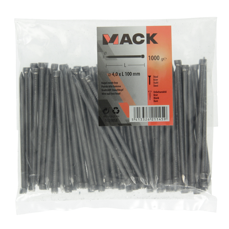 Afbeelding laden in galerijviewer, Mack 1020058 - nagel ronde kop 1000 gr 4,0 x 100 mm | 10 stuks
