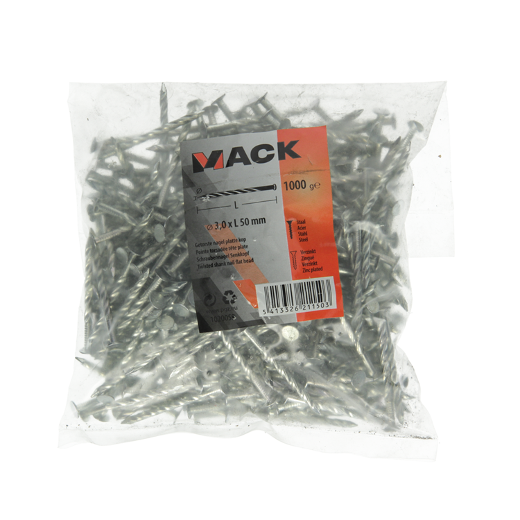 Afbeelding laden in galerijviewer, Mack 1020059 - getorste nagel platte kop vz 1000 gr 3,0 x 50 mm | 10 stuks
