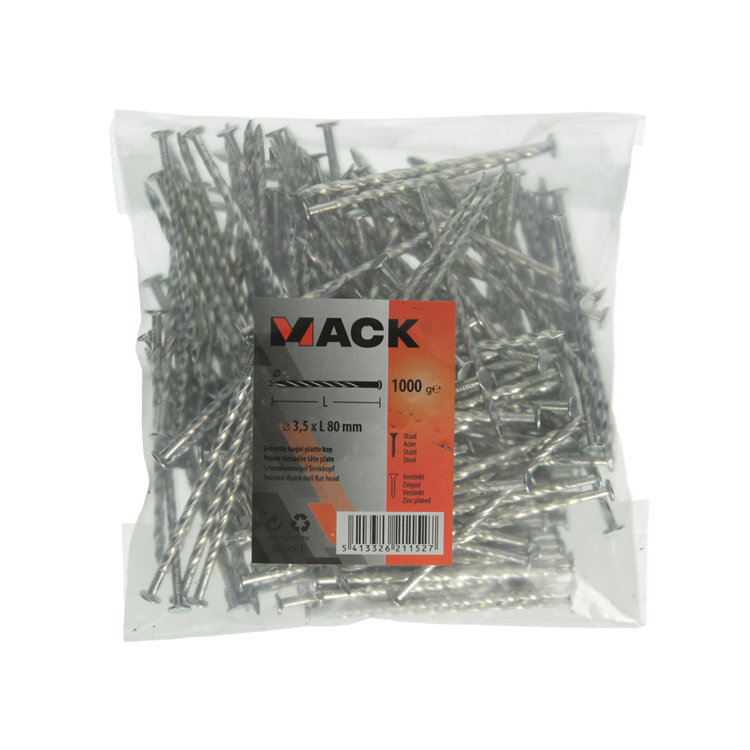 Afbeelding laden in galerijviewer, Mack 1020061 - getorste nagel platte kop vz 1000 gr 3,5 x 80 mm | 10 stuks
