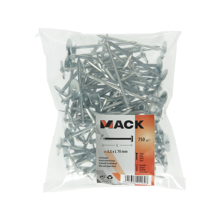 Afbeelding laden in galerijviewer, Mack 1020071 - bouwplaatnagel verzinkt 750gr 3,5 x 70 mm | 5 stuks
