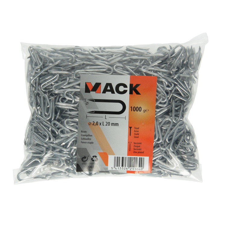 Afbeelding laden in galerijviewer, Mack 1020073 - kram verzinkt 1000 gr 2,0 x 20 mm | 10 stuks
