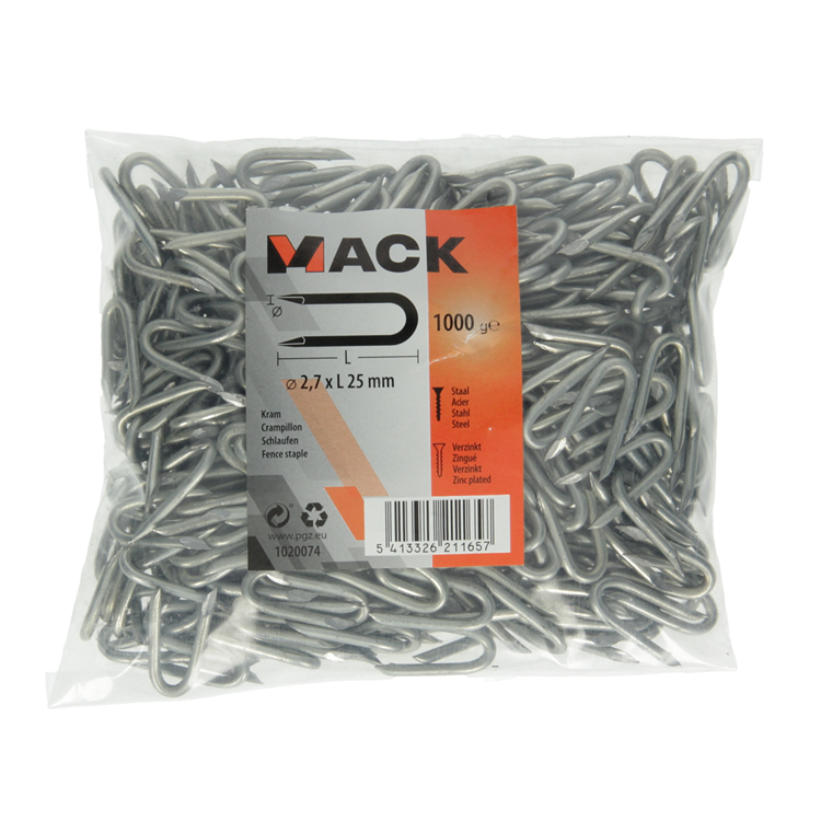 Afbeelding laden in galerijviewer, Mack 1020074 - kram verzinkt 1000 gr 2,7 x 25 mm | 10 stuks
