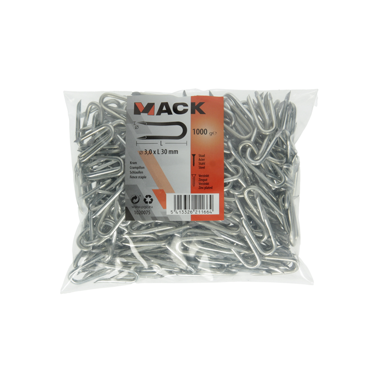 Afbeelding laden in galerijviewer, Mack 1020075 - kram verzinkt 1000 gr 3,0 x 30 mm | 10 stuks
