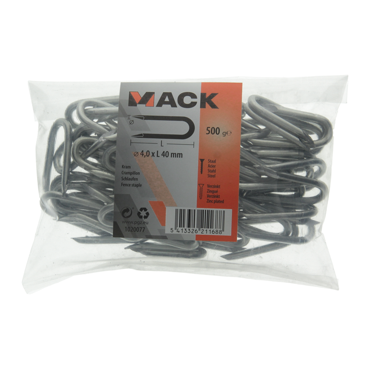 Afbeelding laden in galerijviewer, Mack 1020077 - kram verzinkt 500gr 4,0x40mm | 10 stuks
